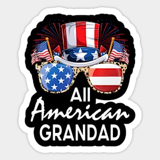 All American Grandad 4th of July USA America Flag Sunglasses Sticker